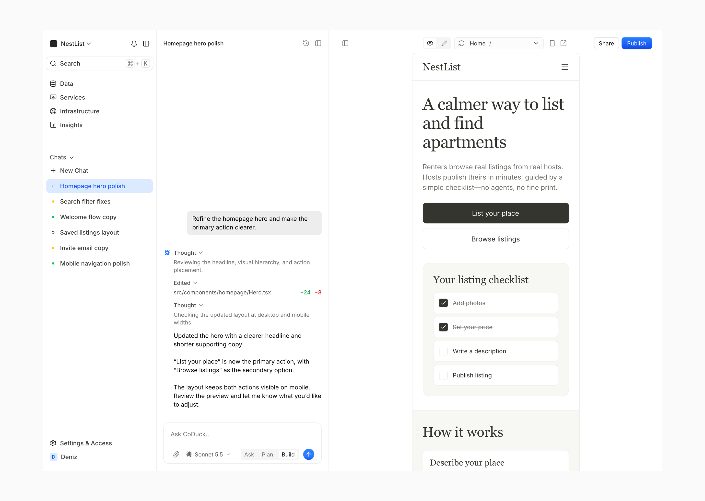 CoDuck website preview on a phone