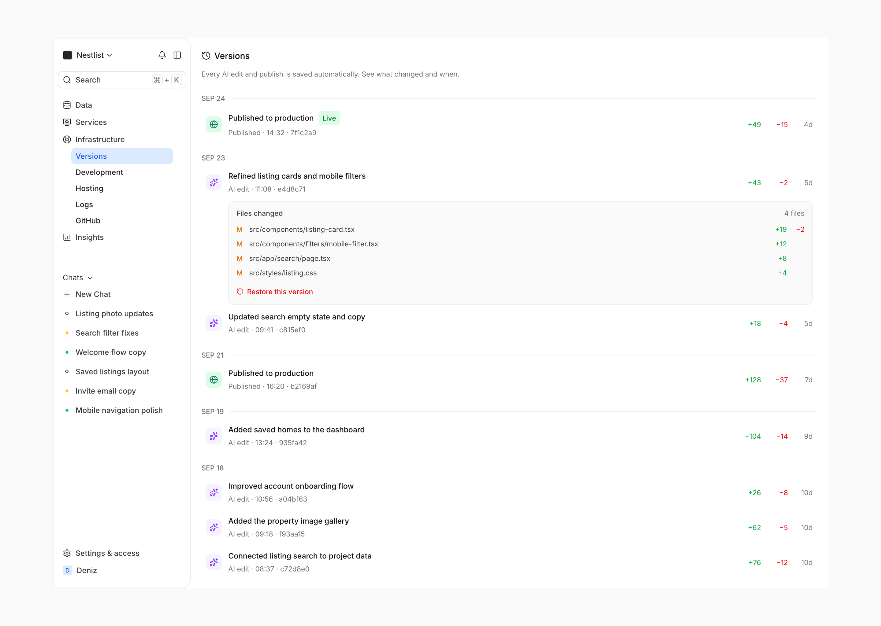 CoDuck deployment versions and release history